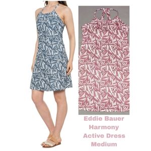 Eddie Bauer Harmony Active Dress Pink White 4-Way Stretch Size Medium Excellent